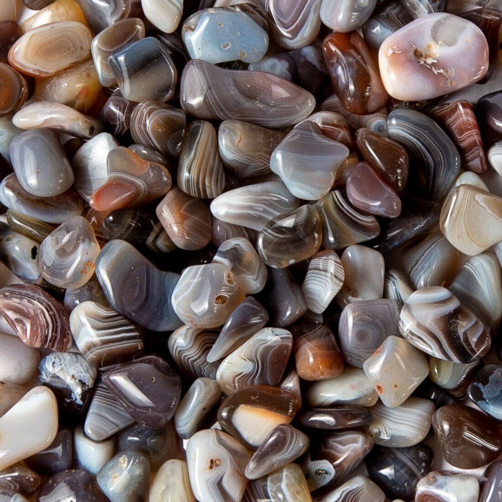 1 lb Tumbled Gray Botswana Agate Gemstone Crystals 150-165 Stones Rock Specimens - Picture 4 of 6